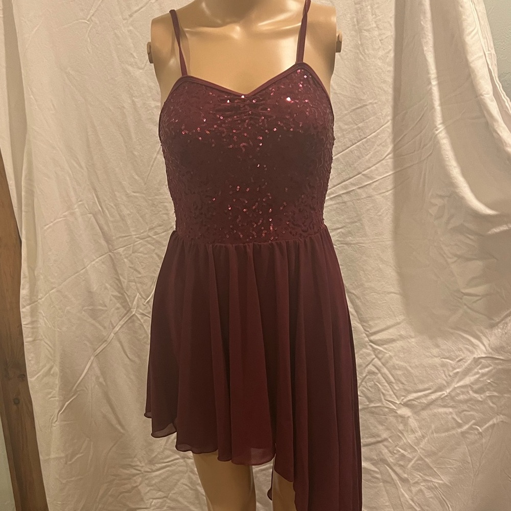 Weissman 1-piece leotard dress. Large Child. Maroon.